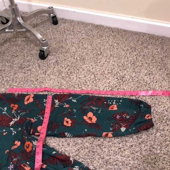 Francesca’s Collection Maxi Dress Size 1X Forest Green Orange Poppy Floral Print - Picture 8 of 9